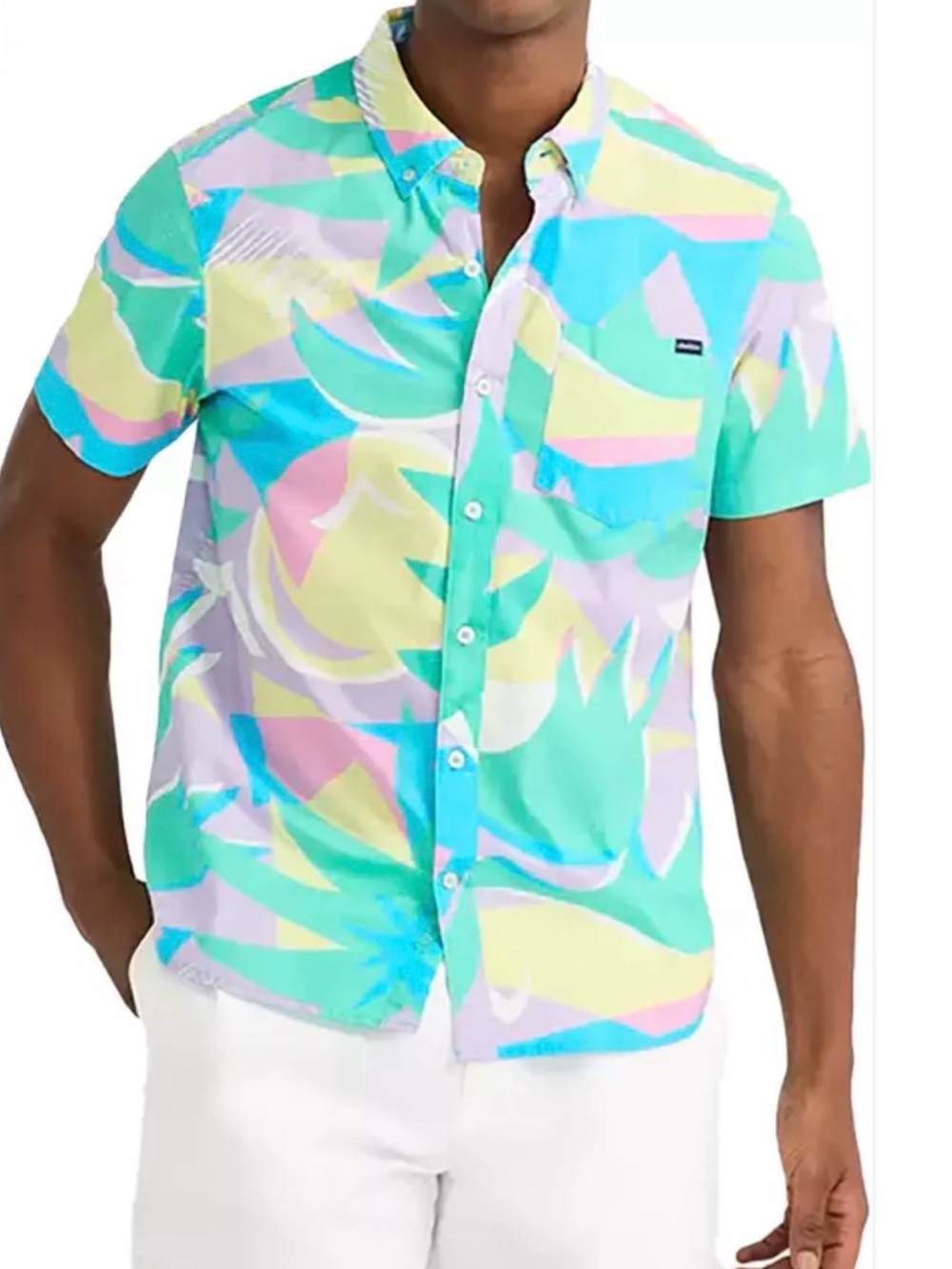 Chubbies Men’s Tropical Print Button Down Shirt Short Sleeve Casual Beach Shirt